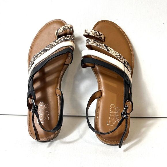 Franco Sarto Summer Sandals Synthetic Womens Sz 8.5M Sling Back Toe Ring Strappy - Picture 3 of 10